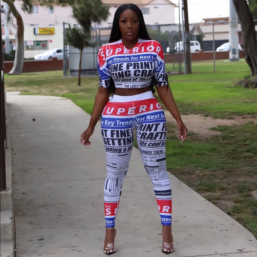Newpaper Top and Pants Set